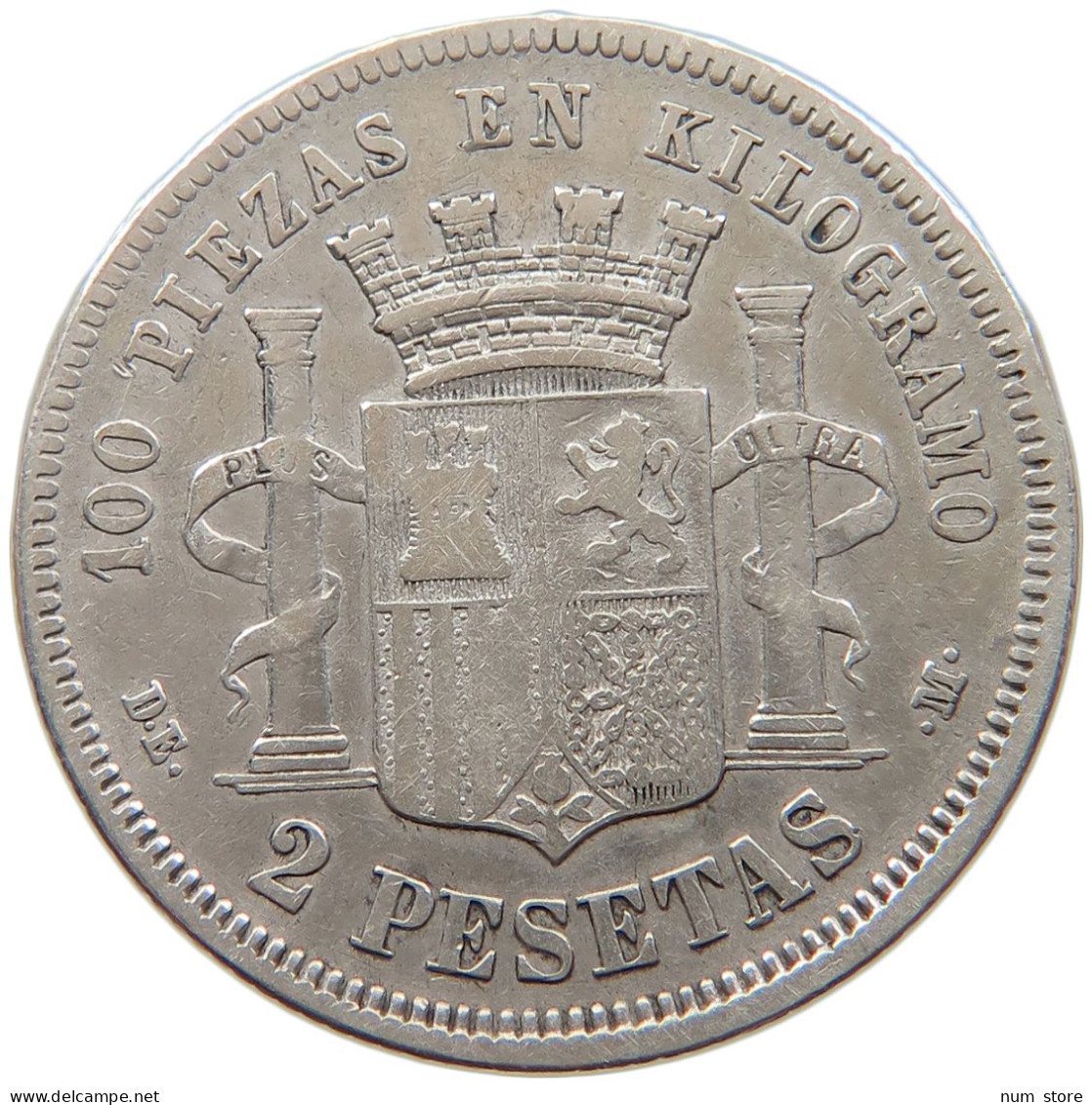 SPAIN 2 PESETAS 1870 #t028 0563 - Erstausgaben