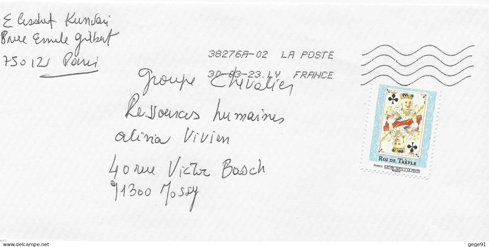 YT 2213 Autocollant _ Carte à Jouer - Roi De Trèfle - Enveloppe Entière - Unclassified