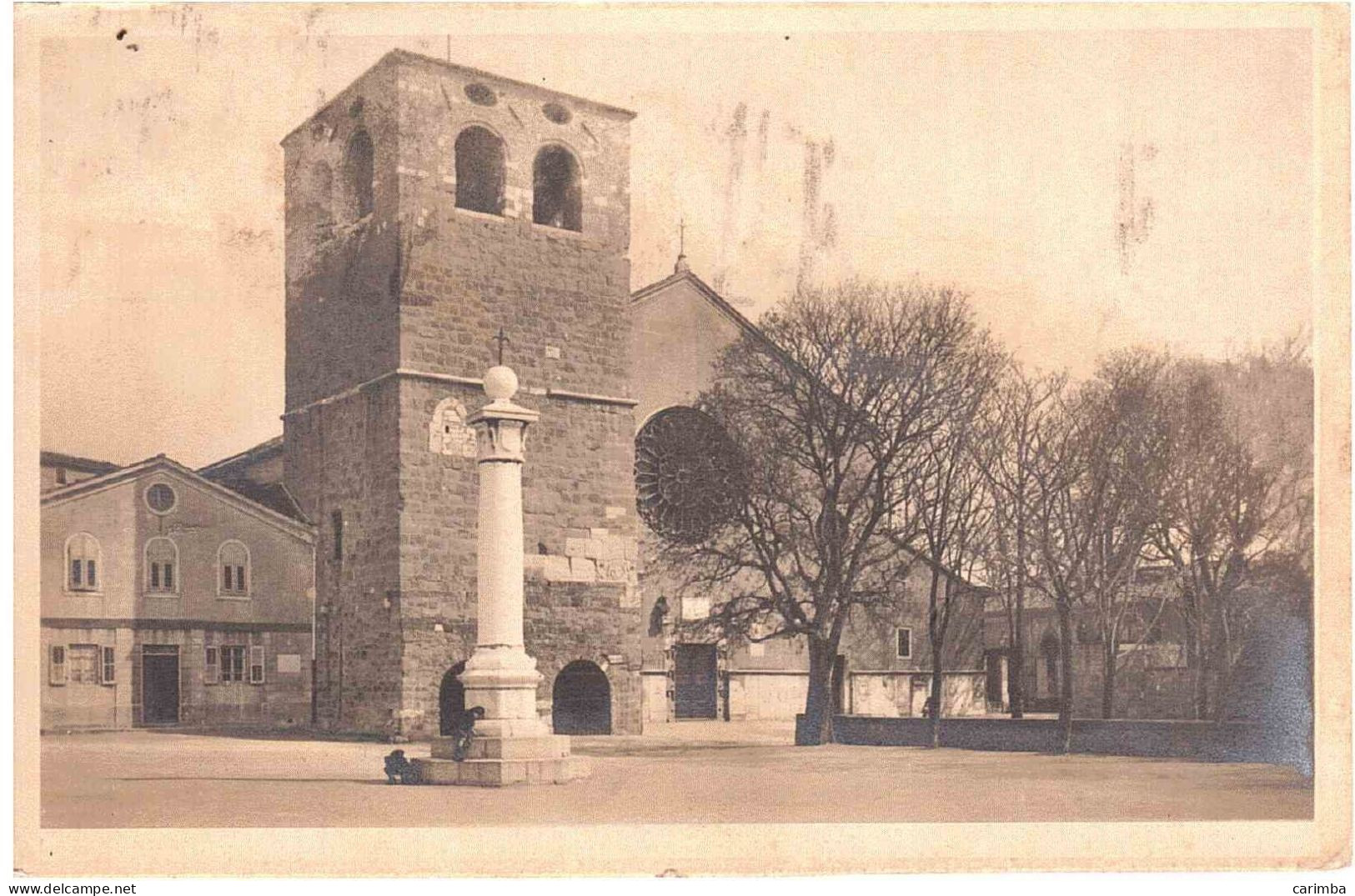 CARTOLINA TRIESTE S.GIUSTO CON ANNULLO TARGHETTA TRIPOLITANIA - Poststempel