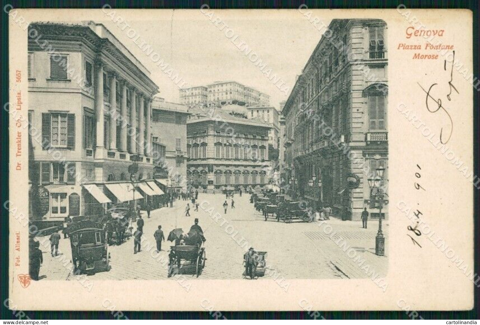 Genova Città Piazza Fontane Morose Carrozze Cartolina VK0673 - Genova (Genoa)