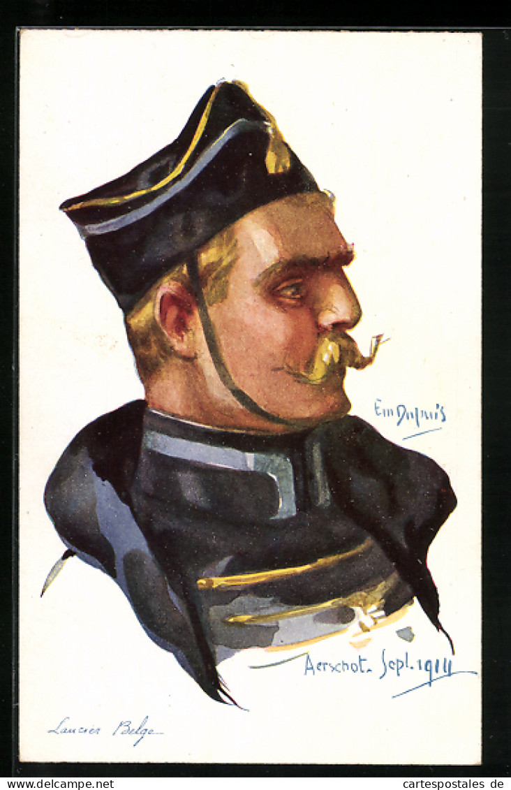 Künstler-AK Em. Dupuis: Aerschot, Lancier Belge 1914  - Dupuis, Emile