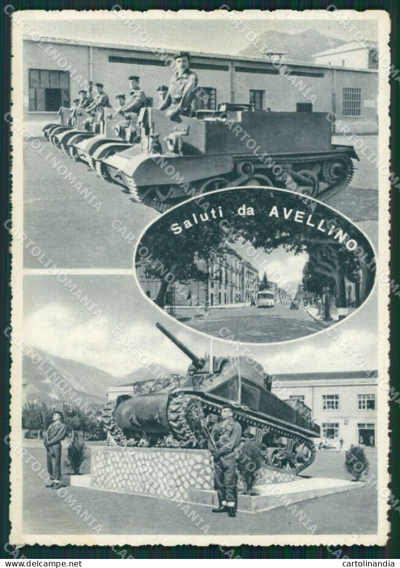 Avellino Città Saluti Da Militari TRACCE UMIDO FG Cartolina ZKM6920 - Avellino