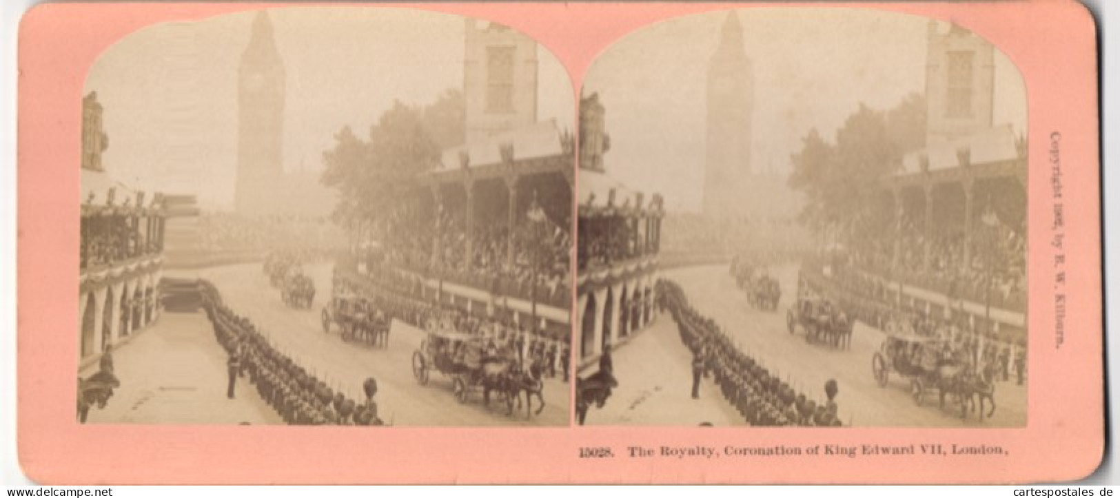 Stereo-Photo B. W. Kilburn, Littleton / NH, Ansicht London, The Royalty Coronation Of Kind Edward VII, Parade  - Stereoscopio