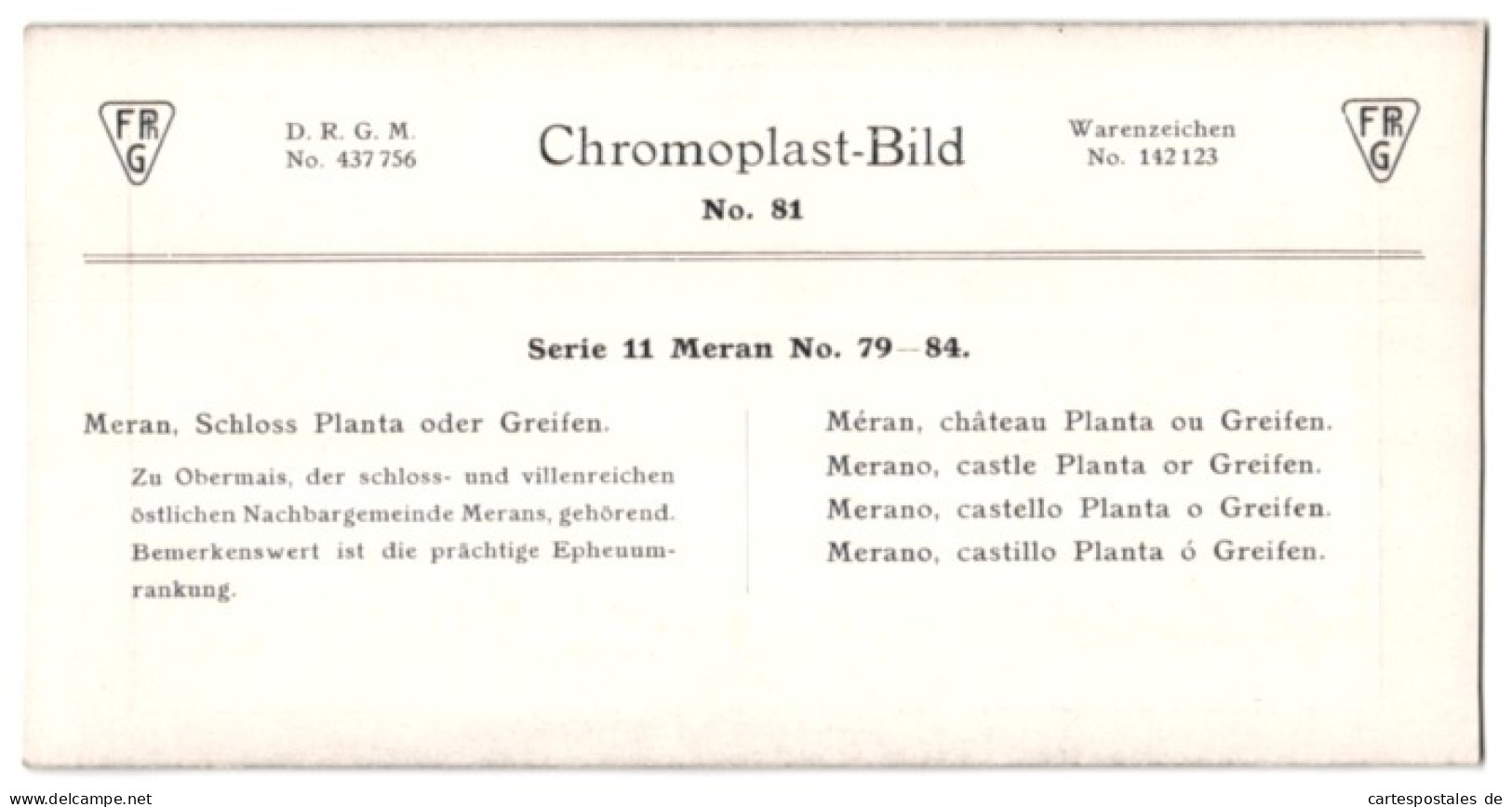 Stereo-Foto Chromoplast-Bild Nr. 81, Ansicht Meran, Das Schloss Planta Oder Greifen  - Stereoscopio