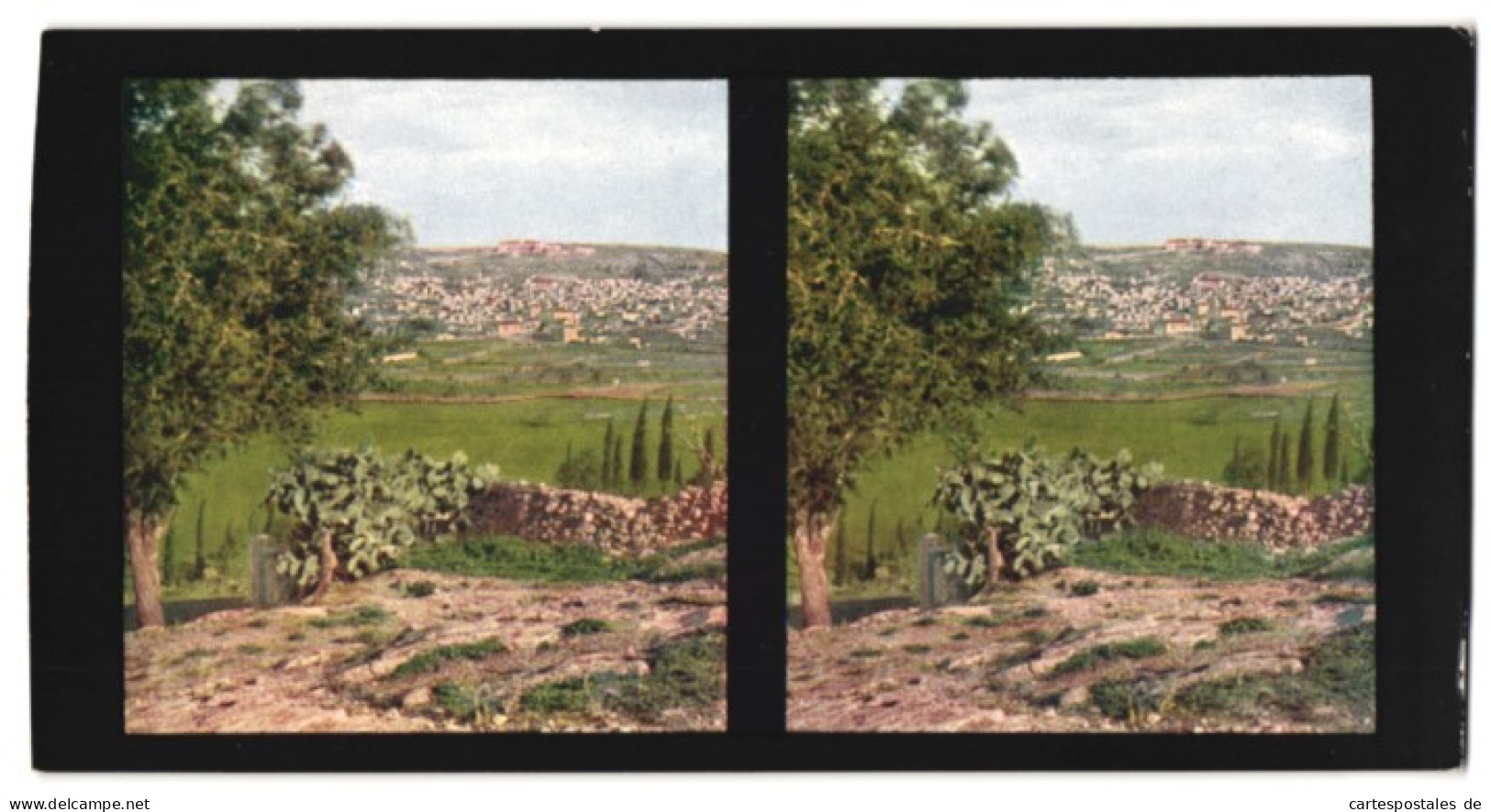 Stereo-Fotografie Chromoplast-Bild Nr. 175, Ansicht Nazareth, Blick Nach Der Stadt Mit Dem Katholischen Waisenhaus  - Stereoscopic