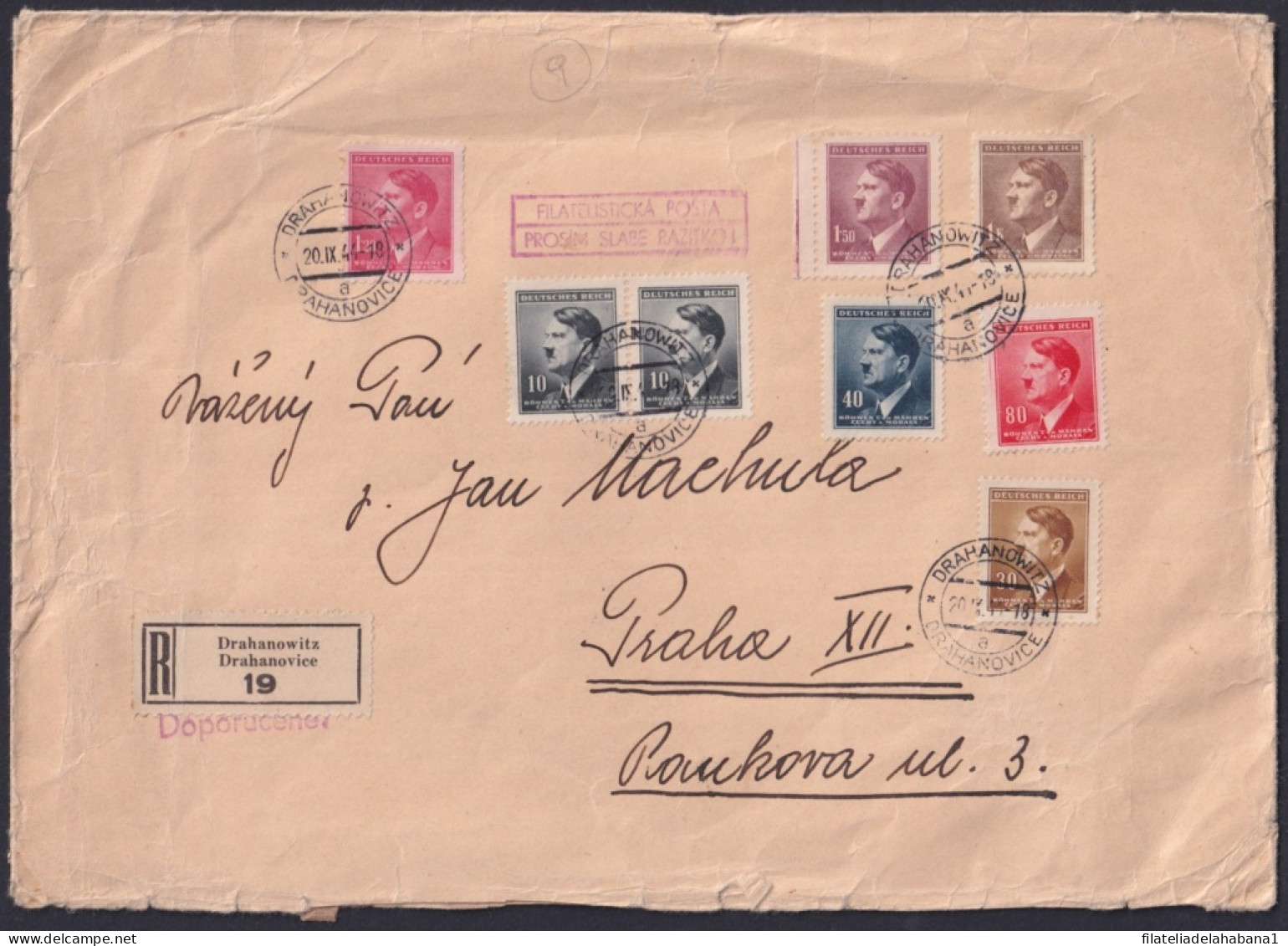 F-EX32641 GERMANY OCCUPATION BOHEME MORAVIA REGISTED COVER CZECHOSLOVAKIA.  - Covers & Documents