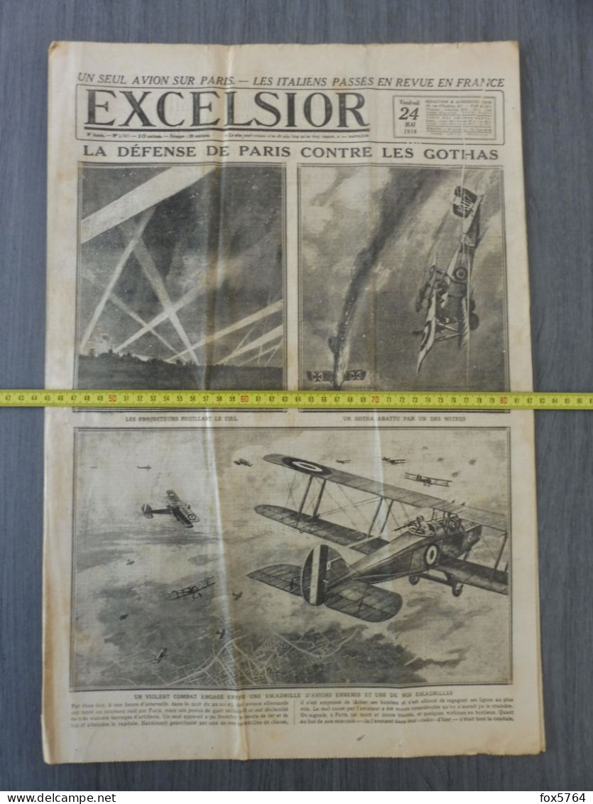 WW1 / JOURNAL DE GUERRE / EXCELSIOR / AVIATION / AERONAUTIQUE MILITAIRE / ORIGINAL 1918 - Aviation