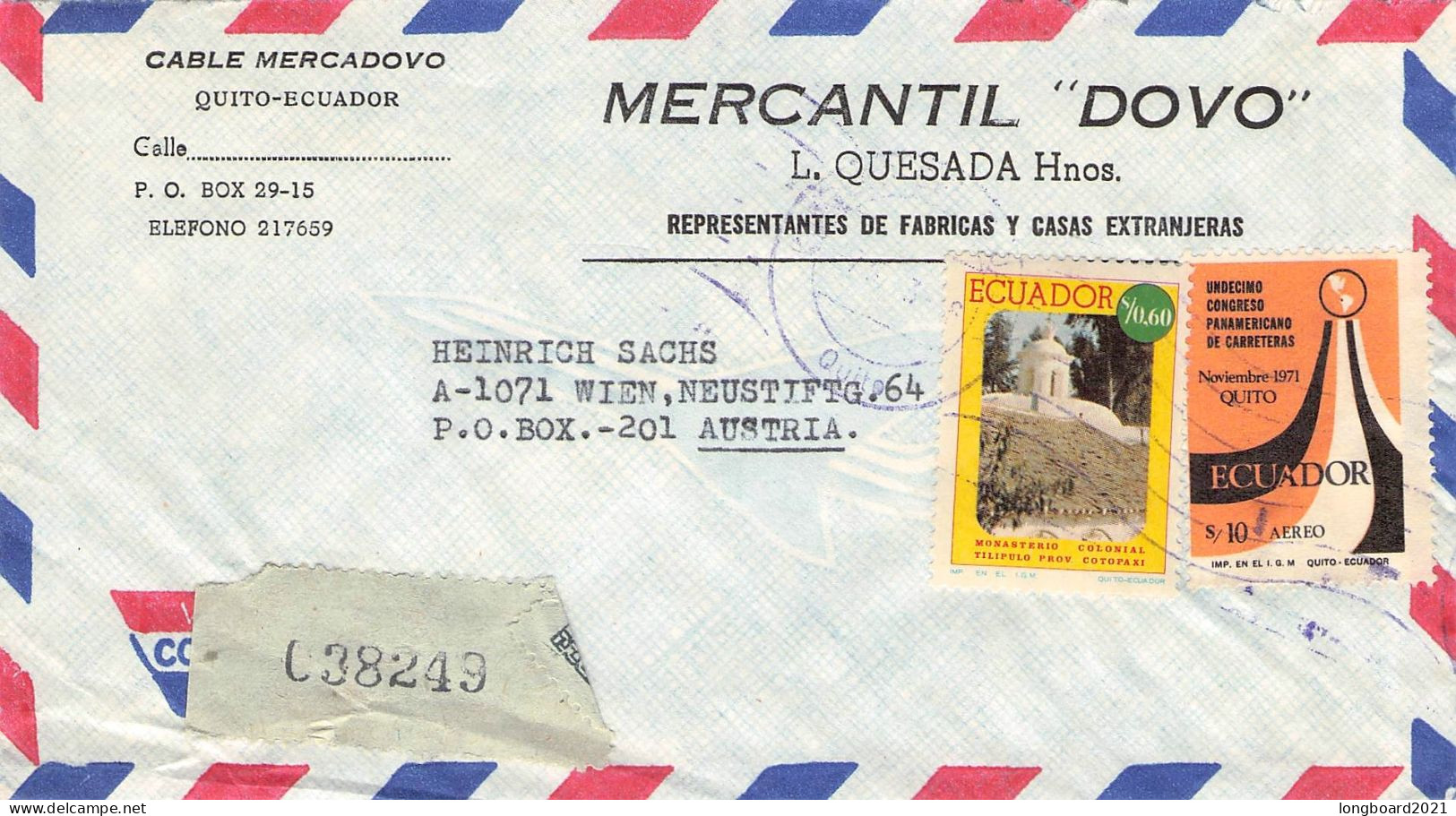 ECUADOR - AIRMAIL - VIENNA 19?? / 6188 - Ecuador