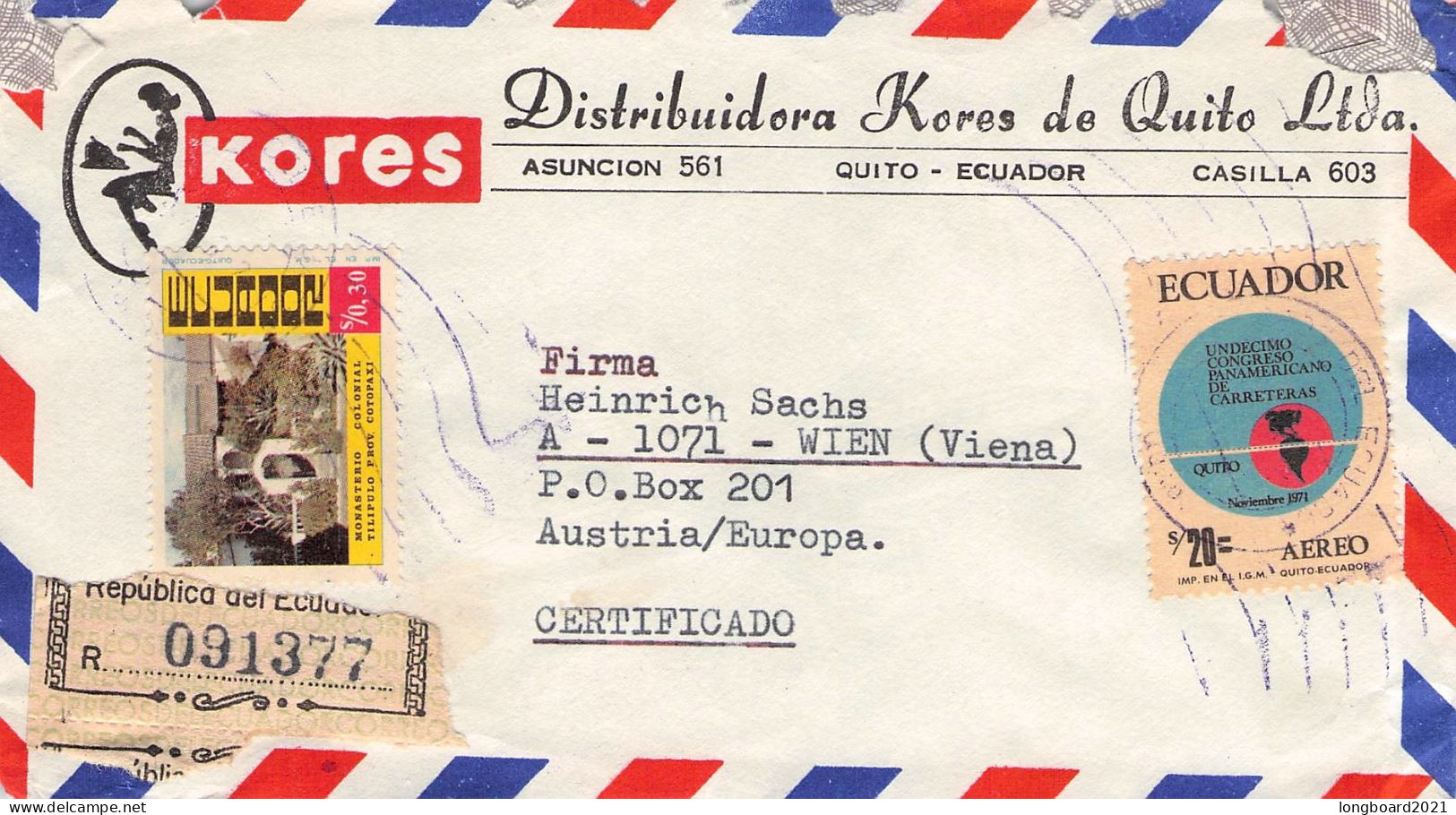 ECUADOR - AIRMAIL - VIENNA 19?? / 6189 - Equateur