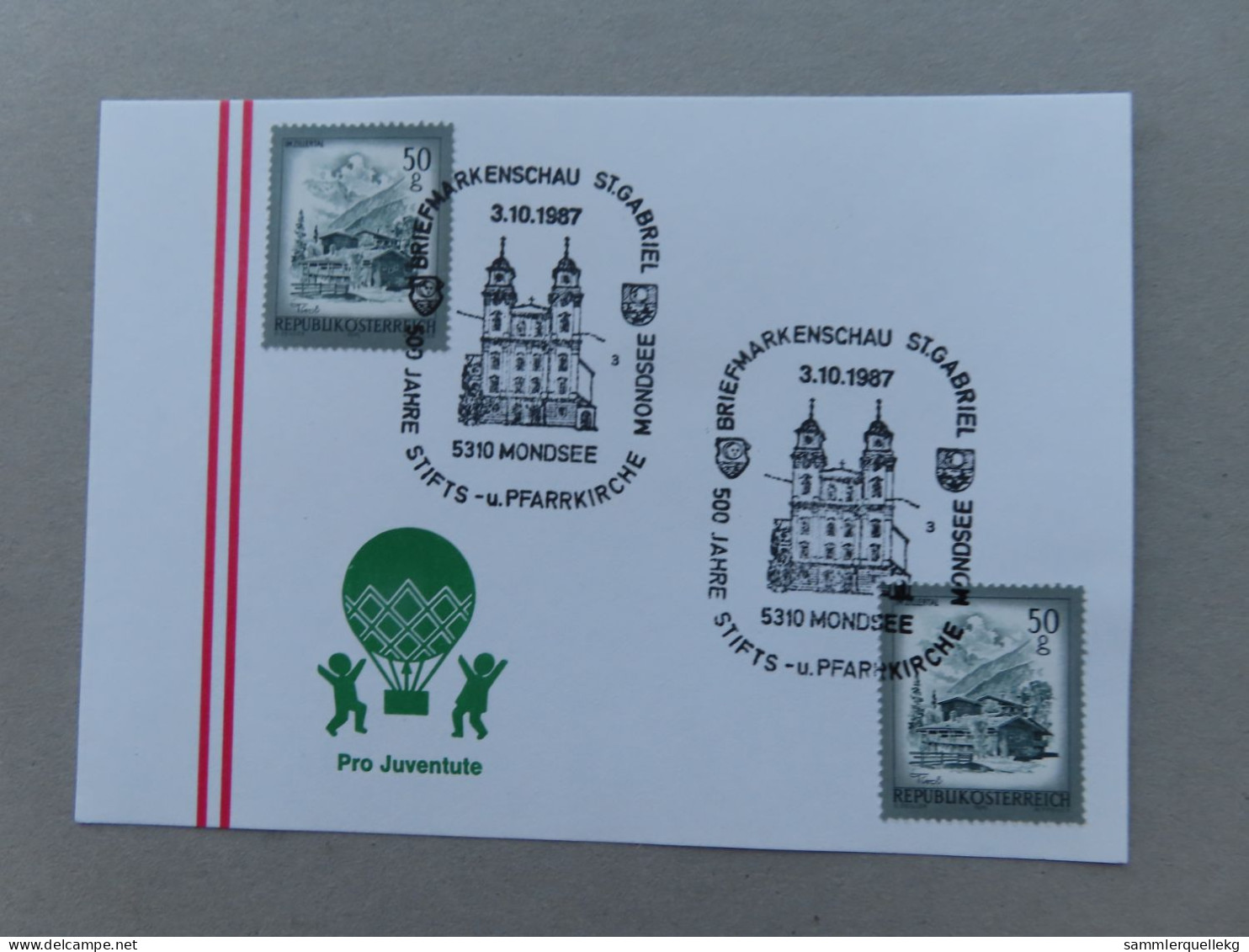 Österreich Pro Juventute - Mit Sonderstempel 3. 10. 1987 Mondsee, 500 Jahre Stifts Und Pfarrkirche Mondsee (Nr.641) - Other & Unclassified