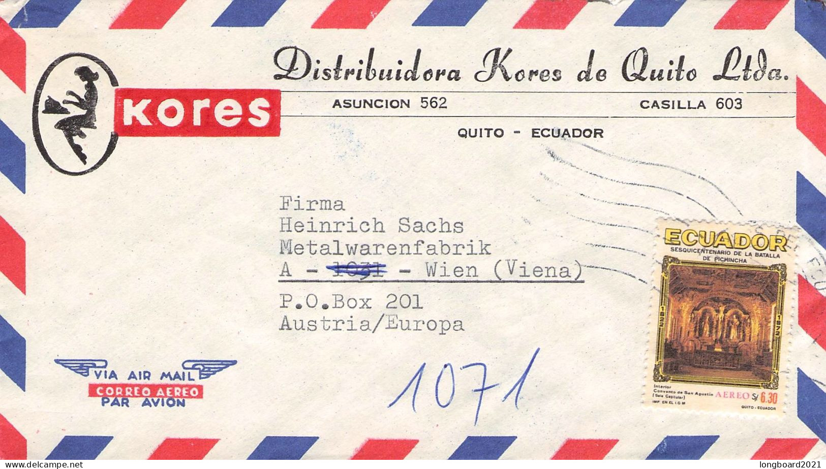 ECUADOR - AIRMAIL - VIENNA 1971 / 6191 - Ecuador