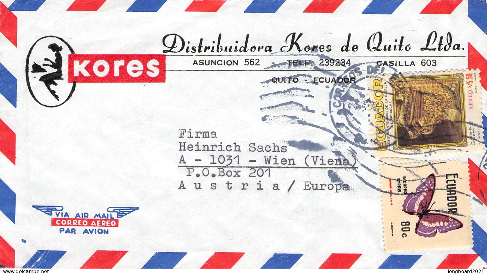 ECUADOR - AIRMAIL - VIENNA 1974 / 6192 - Ecuador