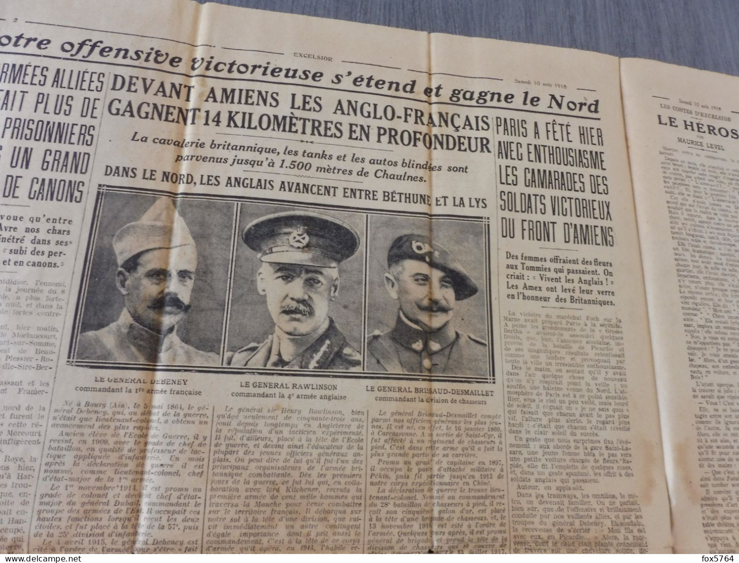 WW1 / JOURNAL DE GUERRE / EXCELSIOR / OFFENSIVE ALLIES 1918 / ORIGINAL 1918 - French
