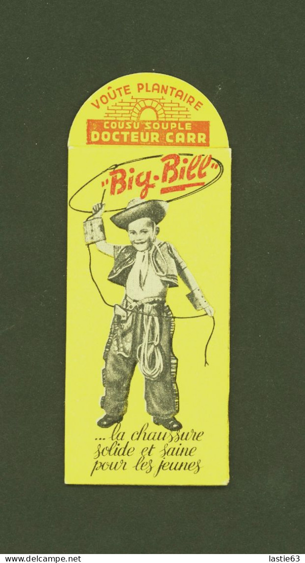 Publicité Carton Chaussures  Big-Bill  Docteur Carr  Avec Système  Table De Multiplication  Référence Buffalo Bill Lasso - Publicités