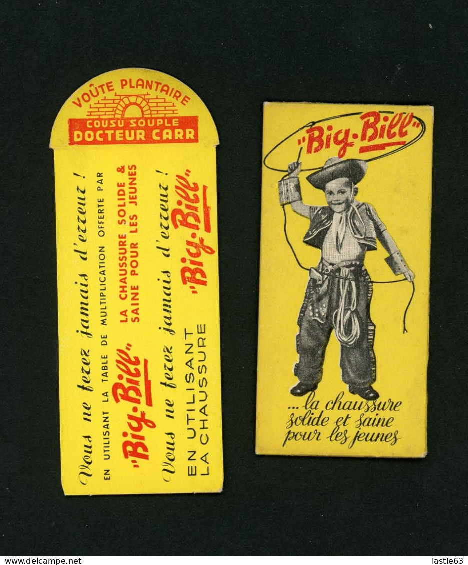 Publicité Carton Chaussures  Big-Bill  Docteur Carr  Avec Système  Table De Multiplication  Référence Buffalo Bill Lasso - Werbung