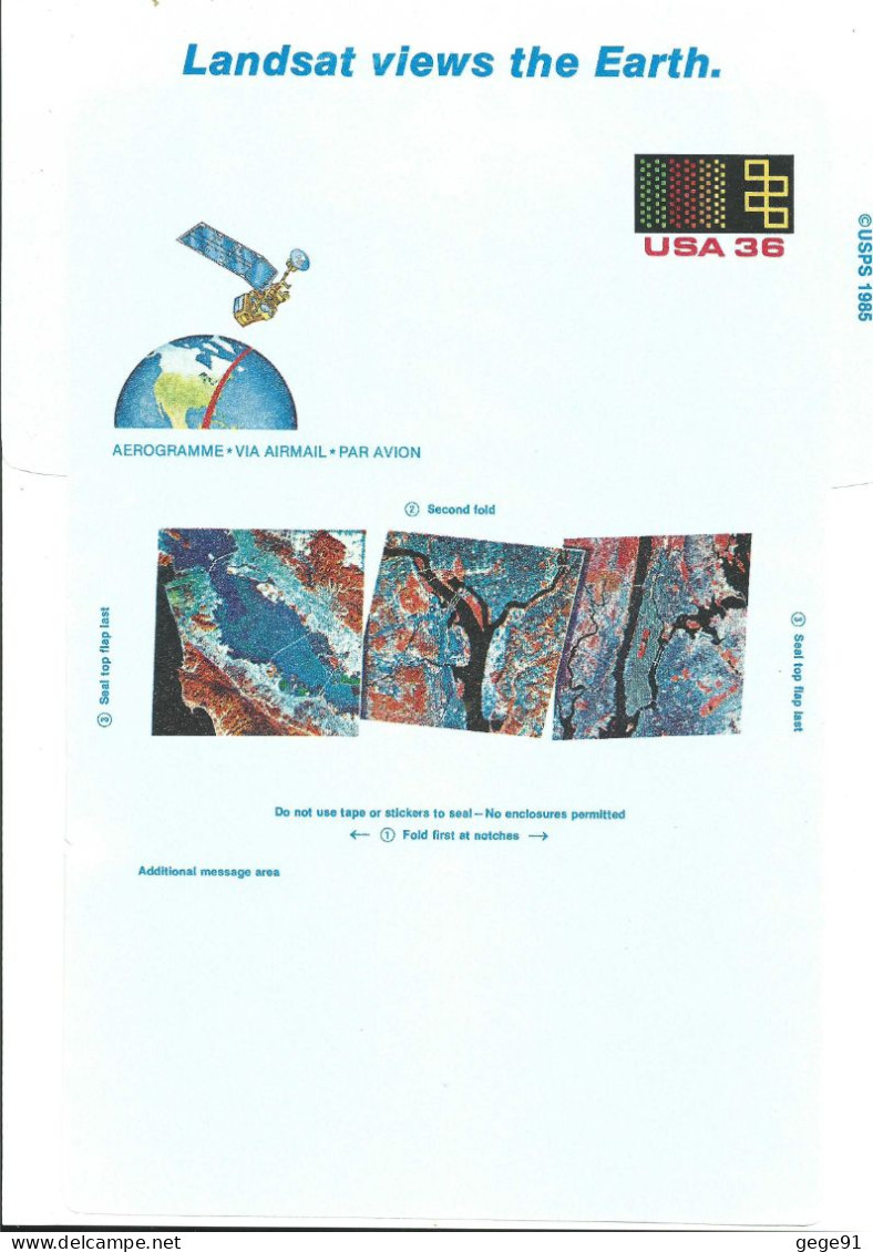 Aérogramme - Satellite - Landsat - Observation De La Terre - Amérique Du Nord