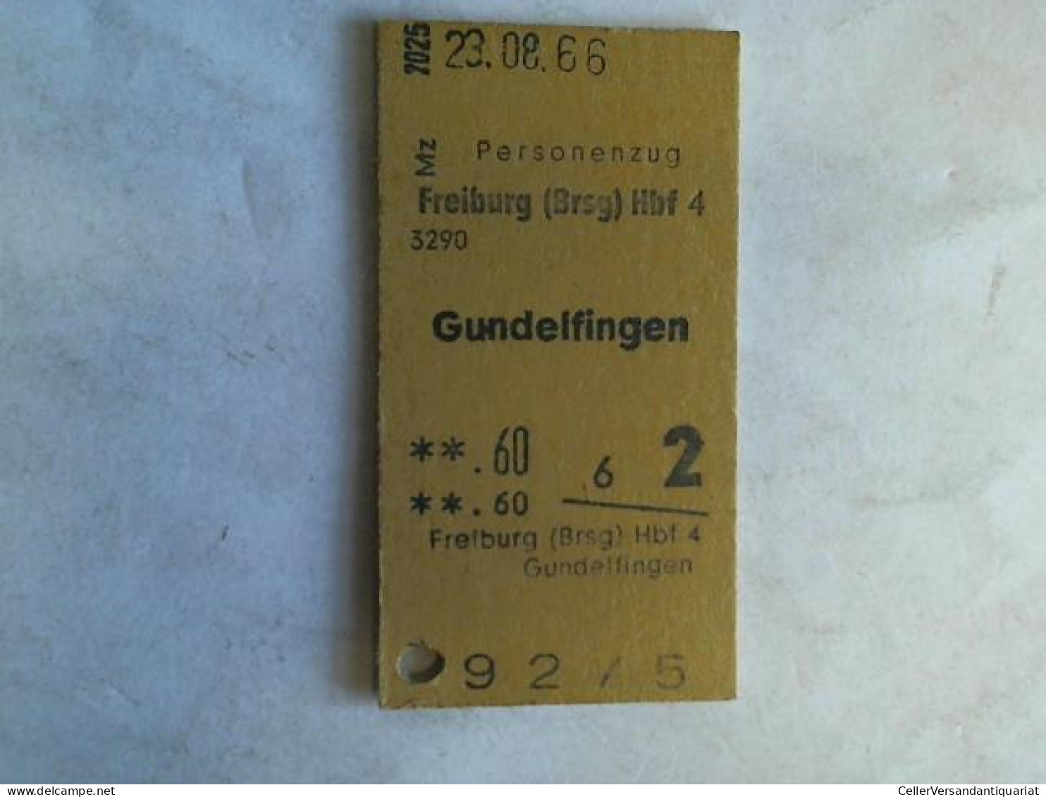 Fahrkarte Personenzug Freiburg (Brsg) Hbf 4 - Gundelfingen Von (Eisenbahn-Fahrkarte) - Ohne Zuordnung