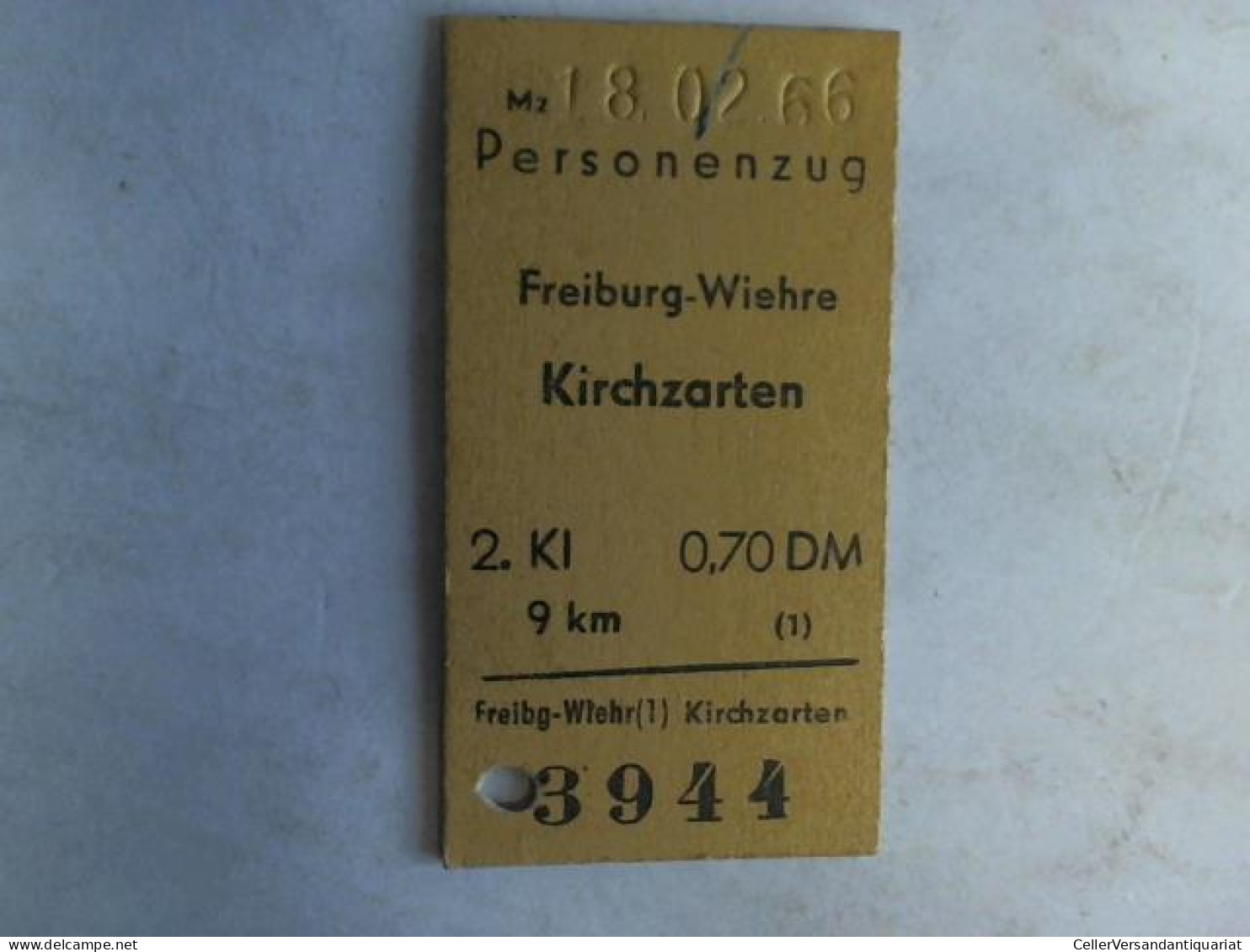 Fahrkarte Personenzug Freiburg-Wiehre - Kirchzarten. 2. Klasse Von (Eisenbahn-Fahrkarte) - Ohne Zuordnung
