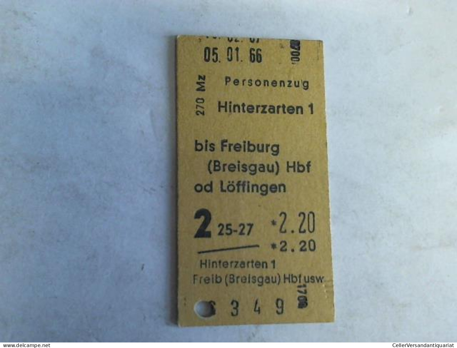 Fahrkarte Personenzug Hinterzarten 1 Bis Freiburg (Breisgau) Hbf Od Löffingen Von (Eisenbahn-Fahrkarte) - Ohne Zuordnung