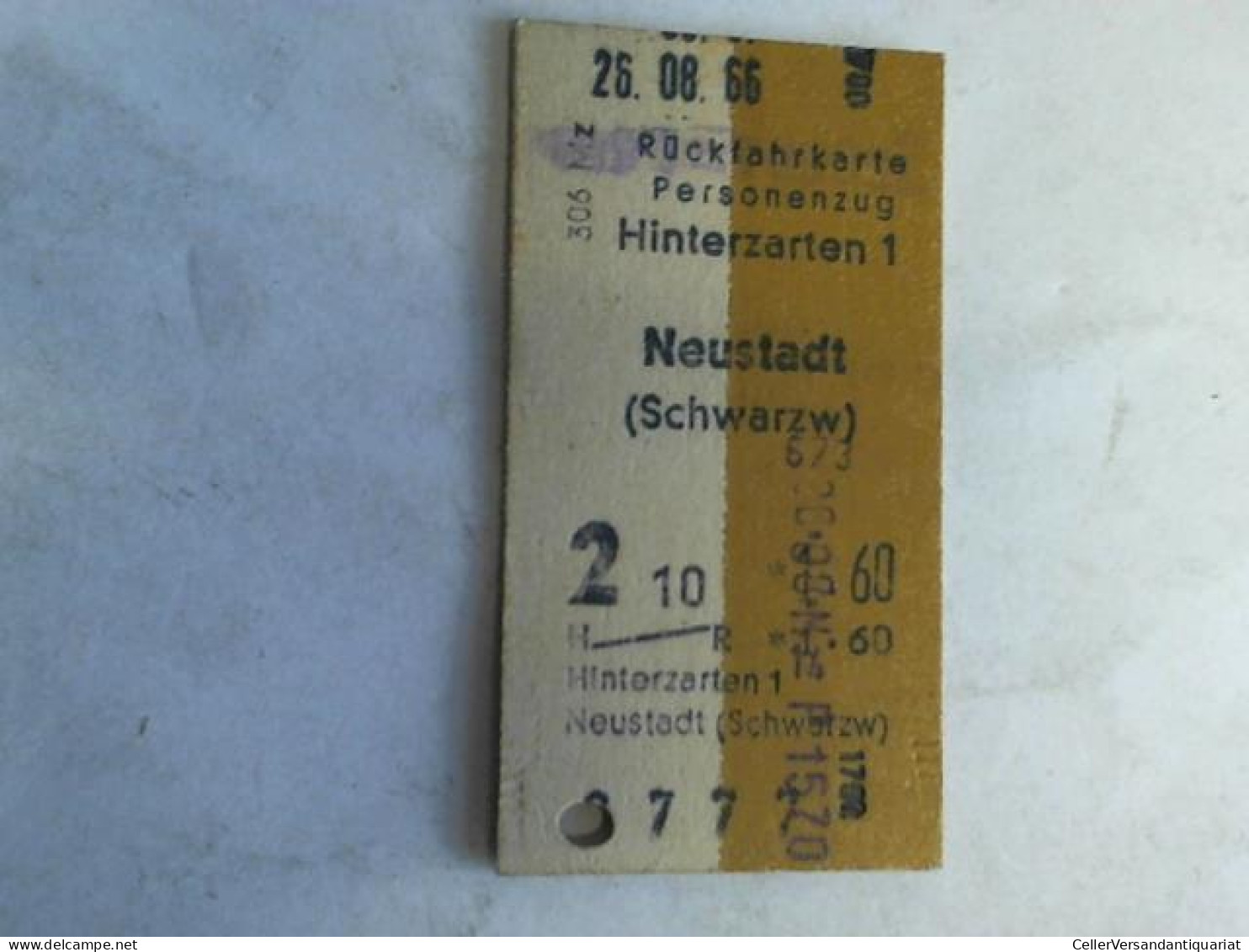 Rückfahrkarte Personenzug Hinterzarten 1 - Neustadt (Schwarzw) Von (Eisenbahn-Fahrkarte) - Ohne Zuordnung