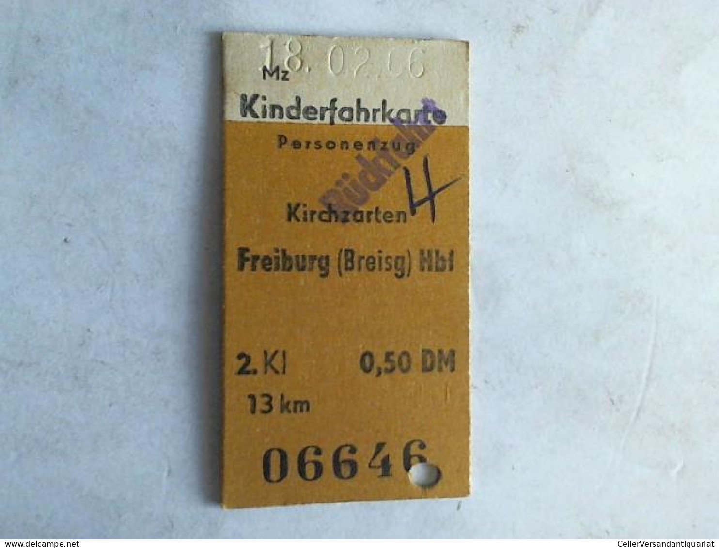 Kinderfahrkarte Personenzug Kirchzarten - Freiburg (Breisg) Hbf. 2. Klasse Von (Eisenbahn-Fahrkarte) - Ohne Zuordnung