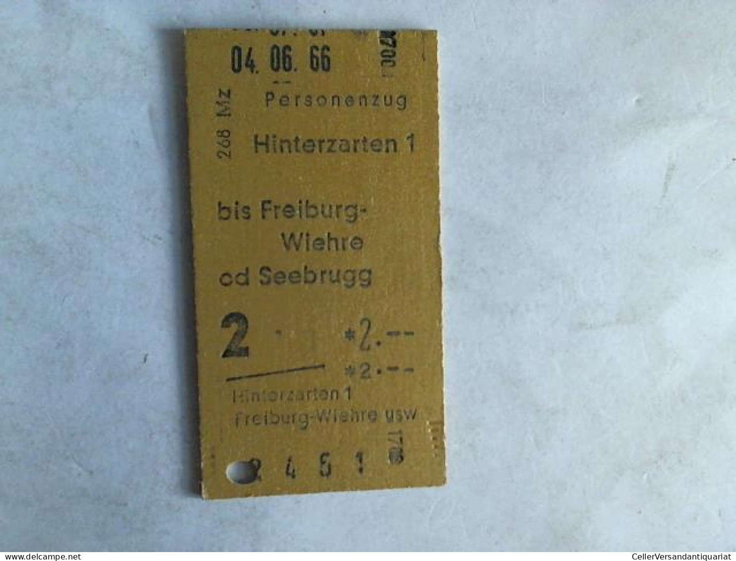 Fahrkarte Personenzug Hinterzarten 1 Bis Freiburg-Wiehre Od Seebrugg Von (Eisenbahn-Fahrkarte) - Ohne Zuordnung