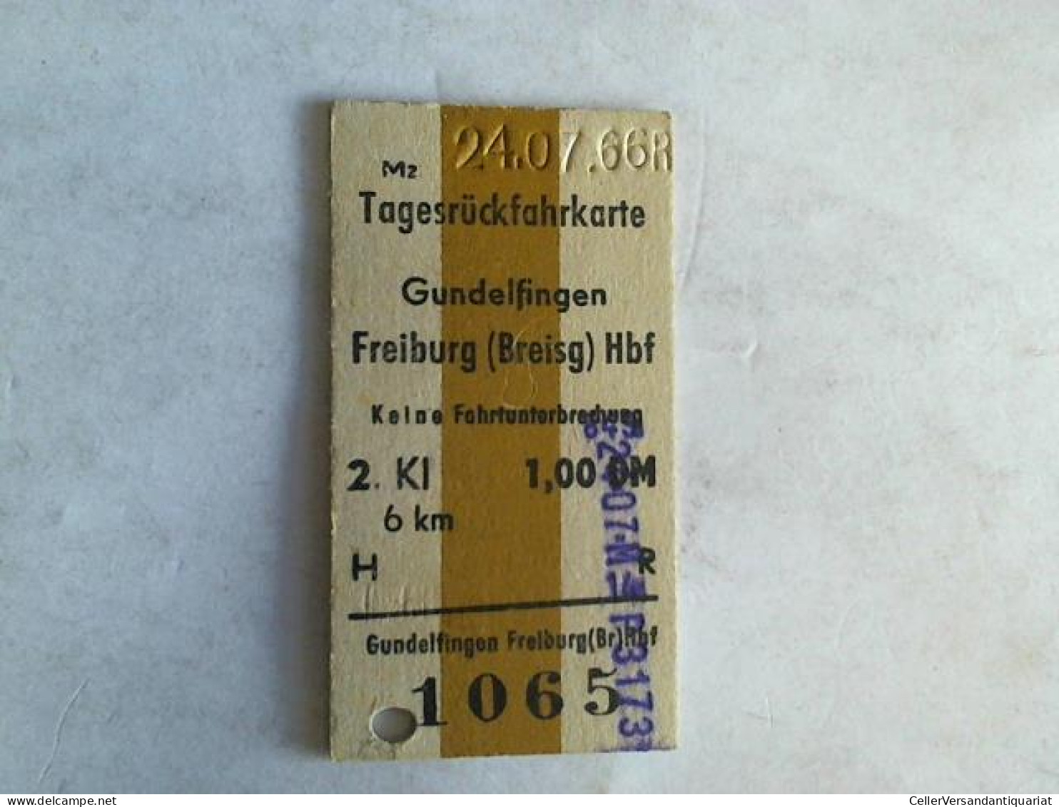 Tagesrückfahrkarte Gubdelfingen - Freiburg (Brsg) Hbf. 2. Klasse Von (Eisenbahn-Fahrkarte) - Ohne Zuordnung