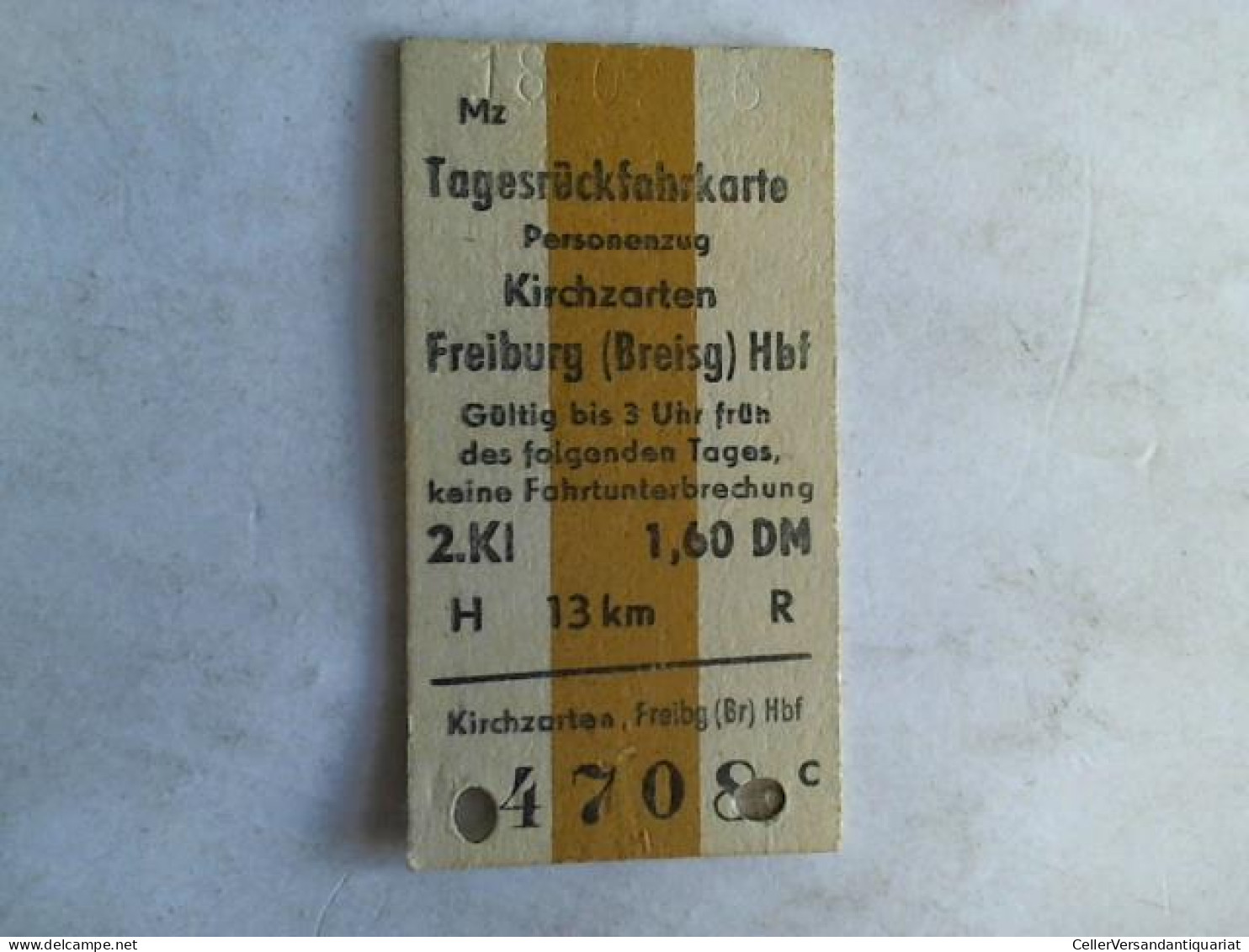 Tagesrückfahrkarte Personenzug Kirchzarten-Freiburg (Brsg) Hbf. 2. Klasse Von (Eisenbahn-Fahrkarte) - Ohne Zuordnung