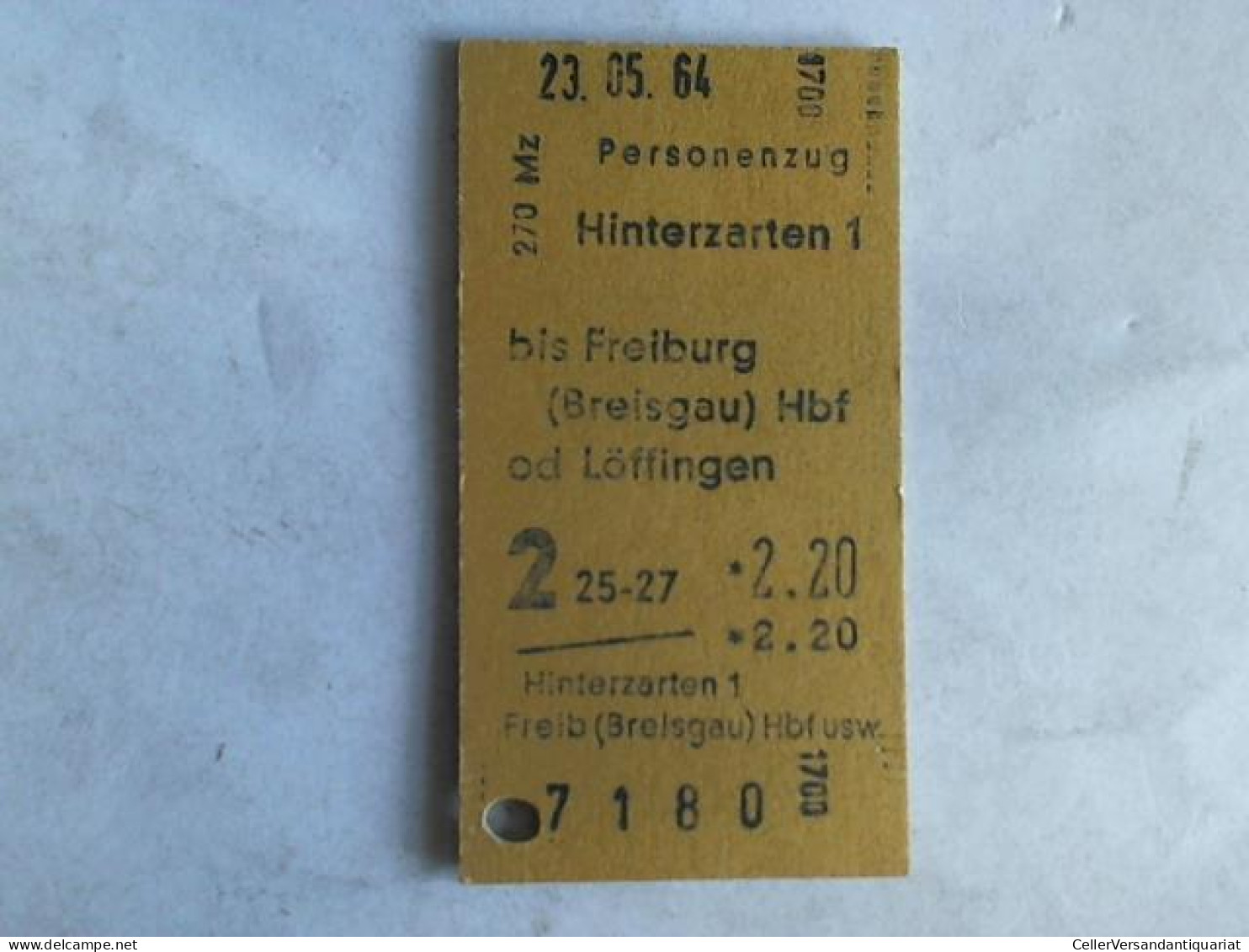 Fahrkarte Personenzug Hinterzarten 1 Bis Freiburg (Breisgau) Hbf Od Löffingen Von (Eisenbahn-Fahrkarte) - Ohne Zuordnung