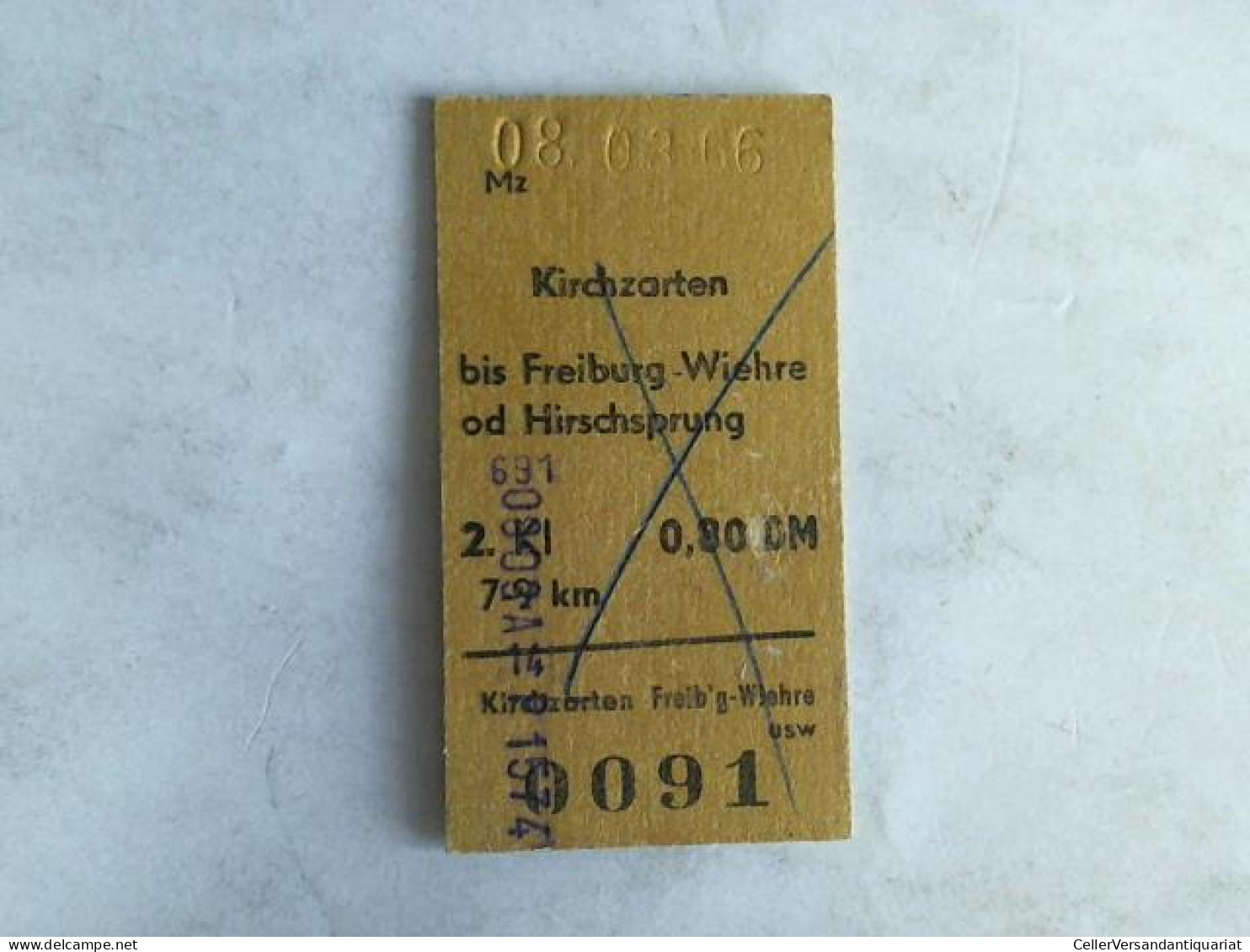Fahrkarte Kirchzarten Bis Freiburg-Wiehre Od Hirschsprung. 2. Klasse Von (Eisenbahn-Fahrkarte) - Ohne Zuordnung