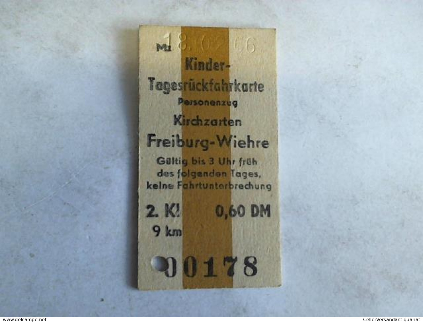 Kinder-Tagesrückfahrkarte Personenzug Kirchzarten-Freiburg - Wiehre. 2. Klasse Von (Eisenbahn-Fahrkarte) - Non Classés