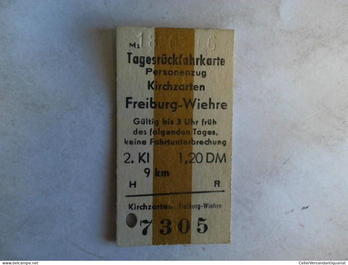 Tagesrückfahrkarte Personenzug Kirchzarten - Freiburg-Wiehre. 2. Klasse Von (Eisenbahn-Fahrkarte) - Non Classés