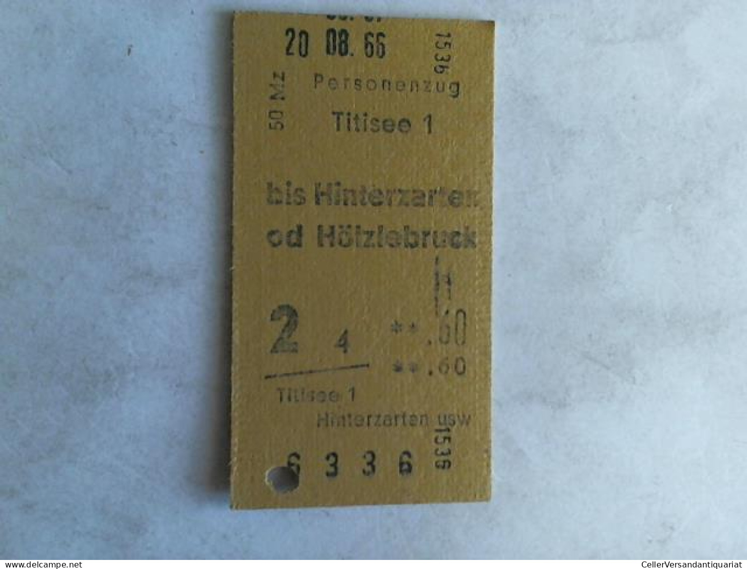 Fahrkarte Personenzug Titisee 1 Bis Hinterzarten Od Hölzlebruck. 2. Klasse Von (Eisenbahn-Fahrkarte) - Unclassified