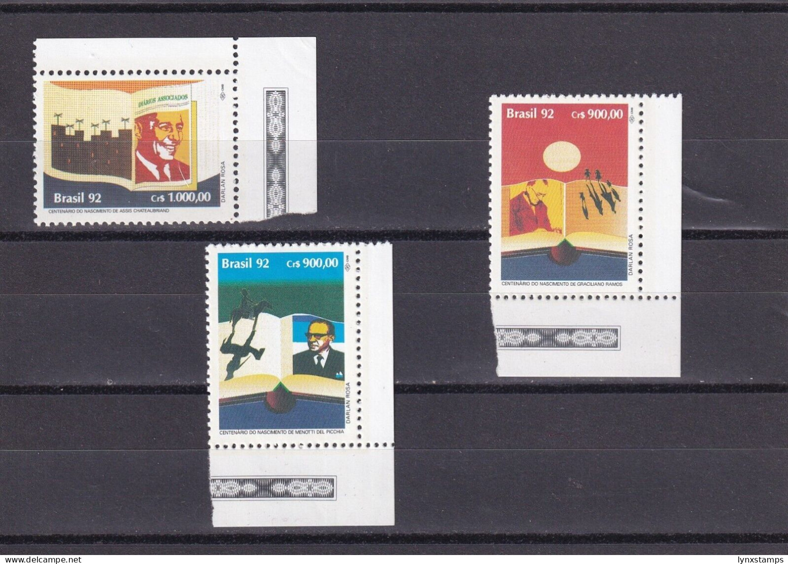 SA06 Brazil 1992 Book Day 100th Anniv Of The Birth Of Writers Mint Stamps - Neufs