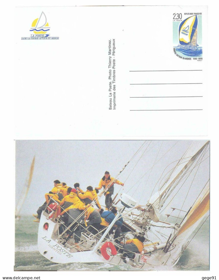 Entier Carte Postale - Voilier La Poste Dans La Course Autour Du Monde - Zeilen