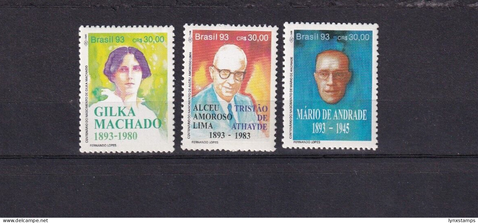 SA06 Brazil 1993 Book Day 100th Anniv Of The Birth Of Writers Mint Stamps - Ungebraucht