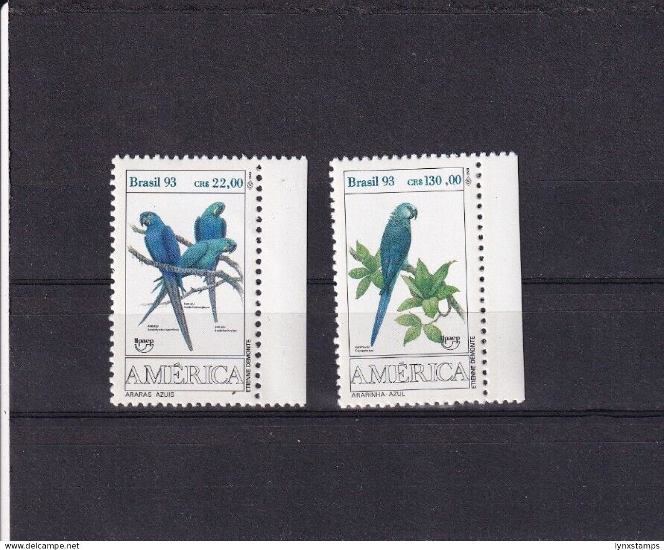 SA06 Brazil 1993 America - Endangered Birds - Macaws Mint Stamps - Unused Stamps