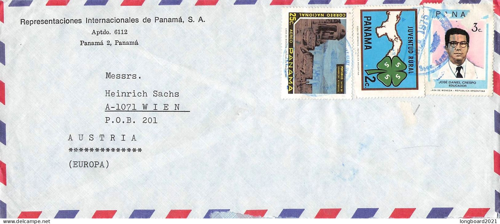 PANAMA - AIRMAIL - VIENNA 1975/ 6196 - Panama