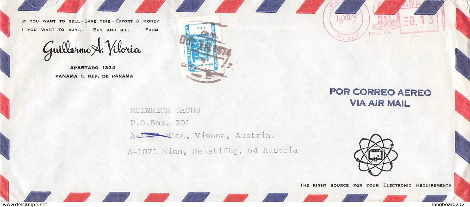 PANAMA - AIRMAIL - VIENNA 1974/ 6197 - Panamá