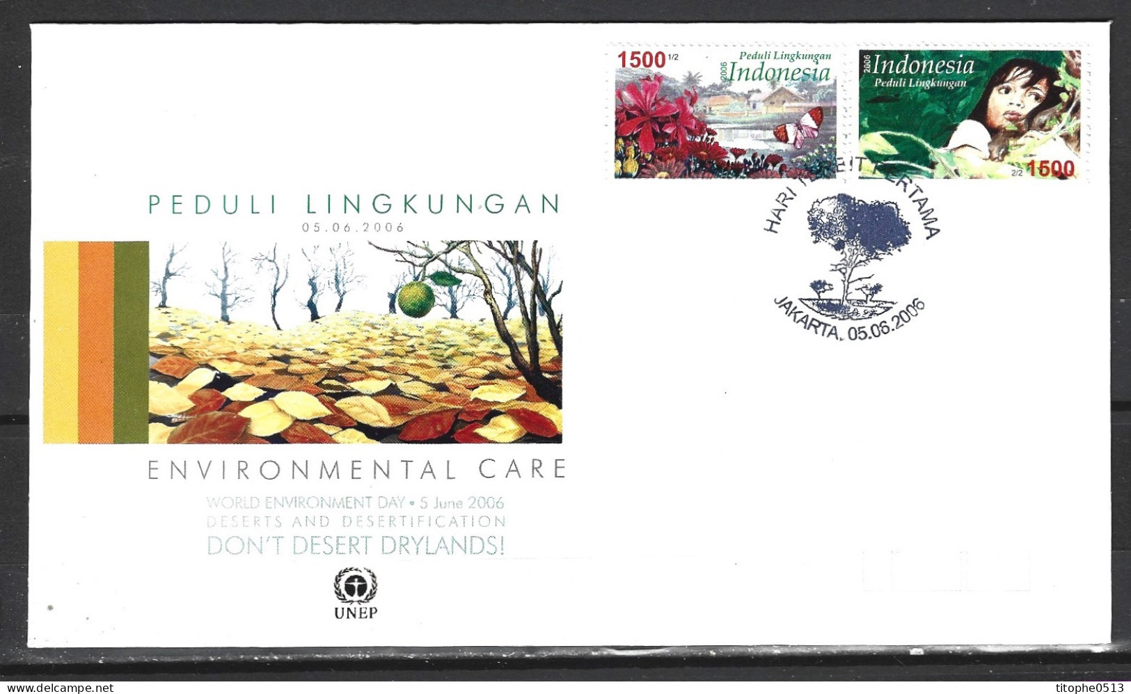 INDONESIE. N°2199-2200 De 2006 Sur Enveloppe 1er Jour. Protection De L'environnement. - Protección Del Medio Ambiente Y Del Clima