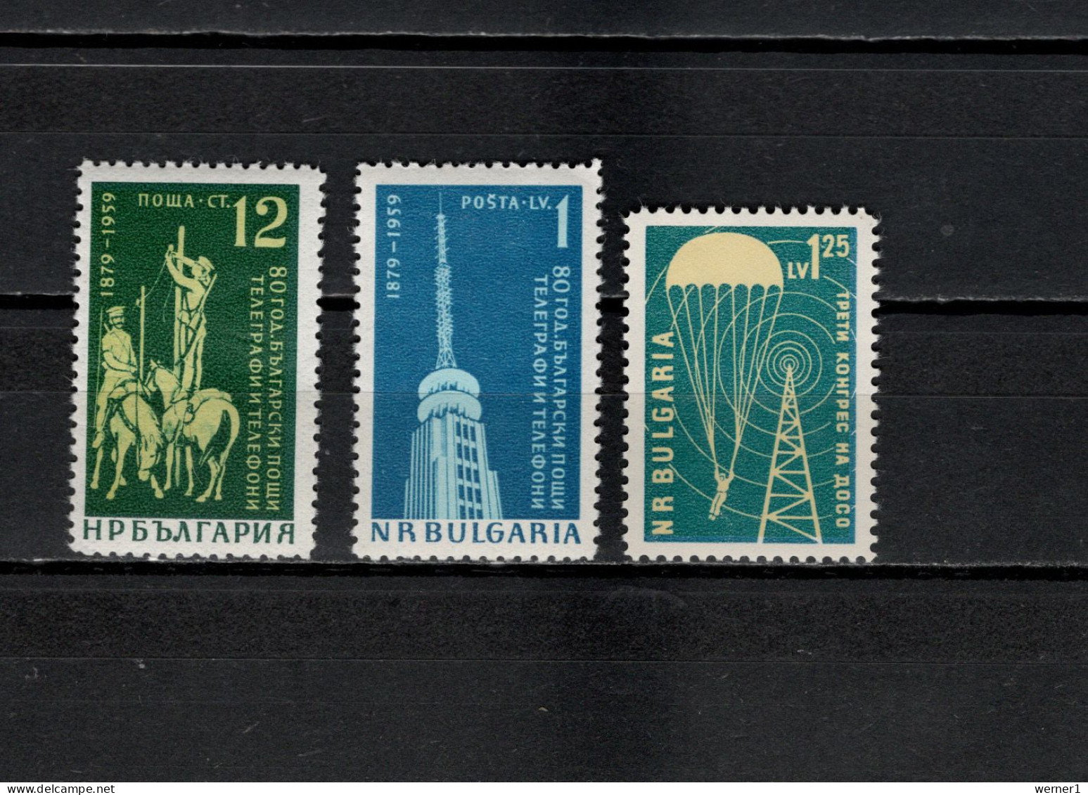 Bulgaria 1959 Space, Post & Telegraph, DOSO 3 Stamps MNH - Europa