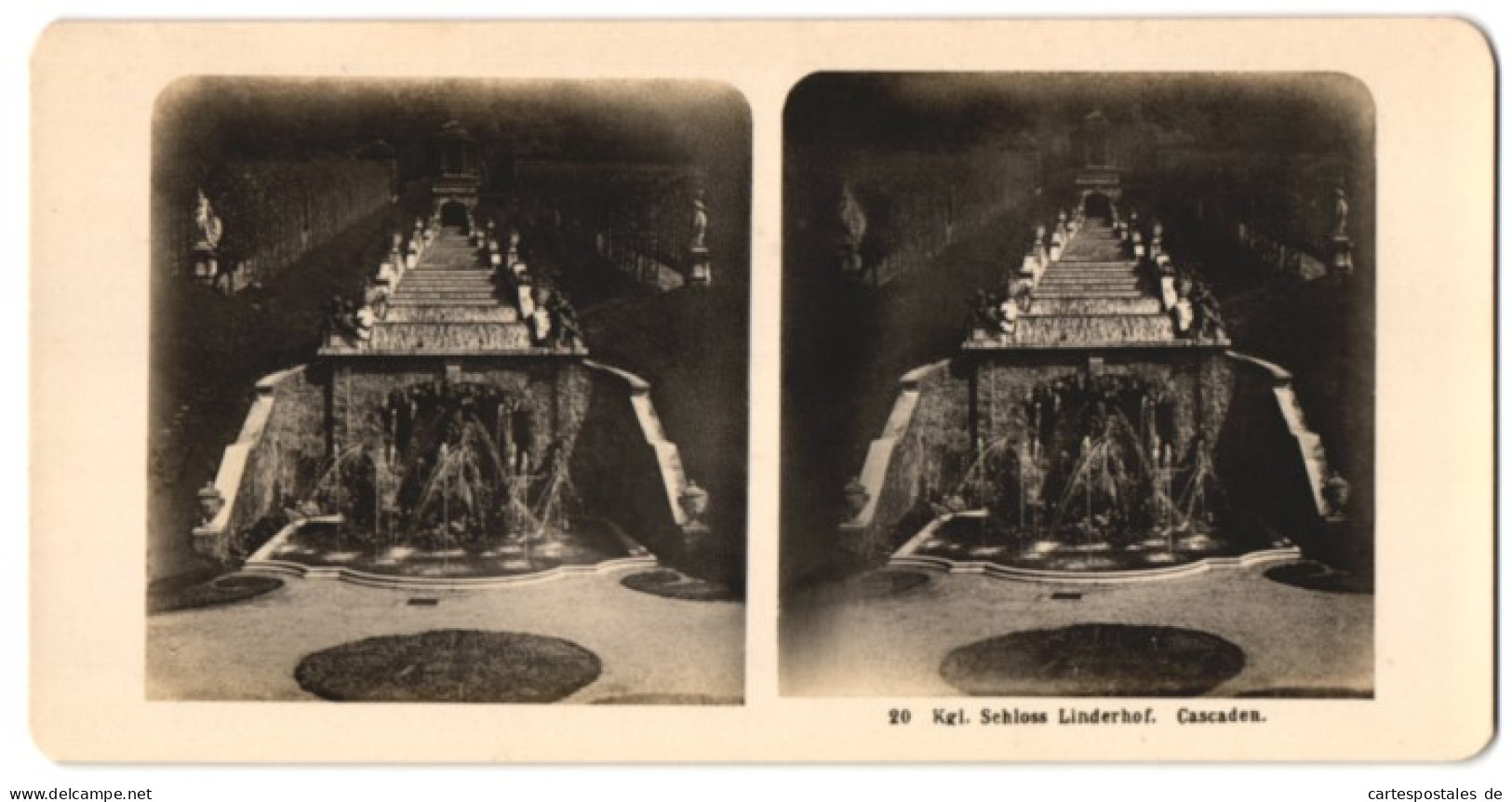 Stereo-Fotografie Unbekannter Fotograf, Ansicht Ettal, Die Cascaden Des Schloss Linderhof  - Stereoscopic