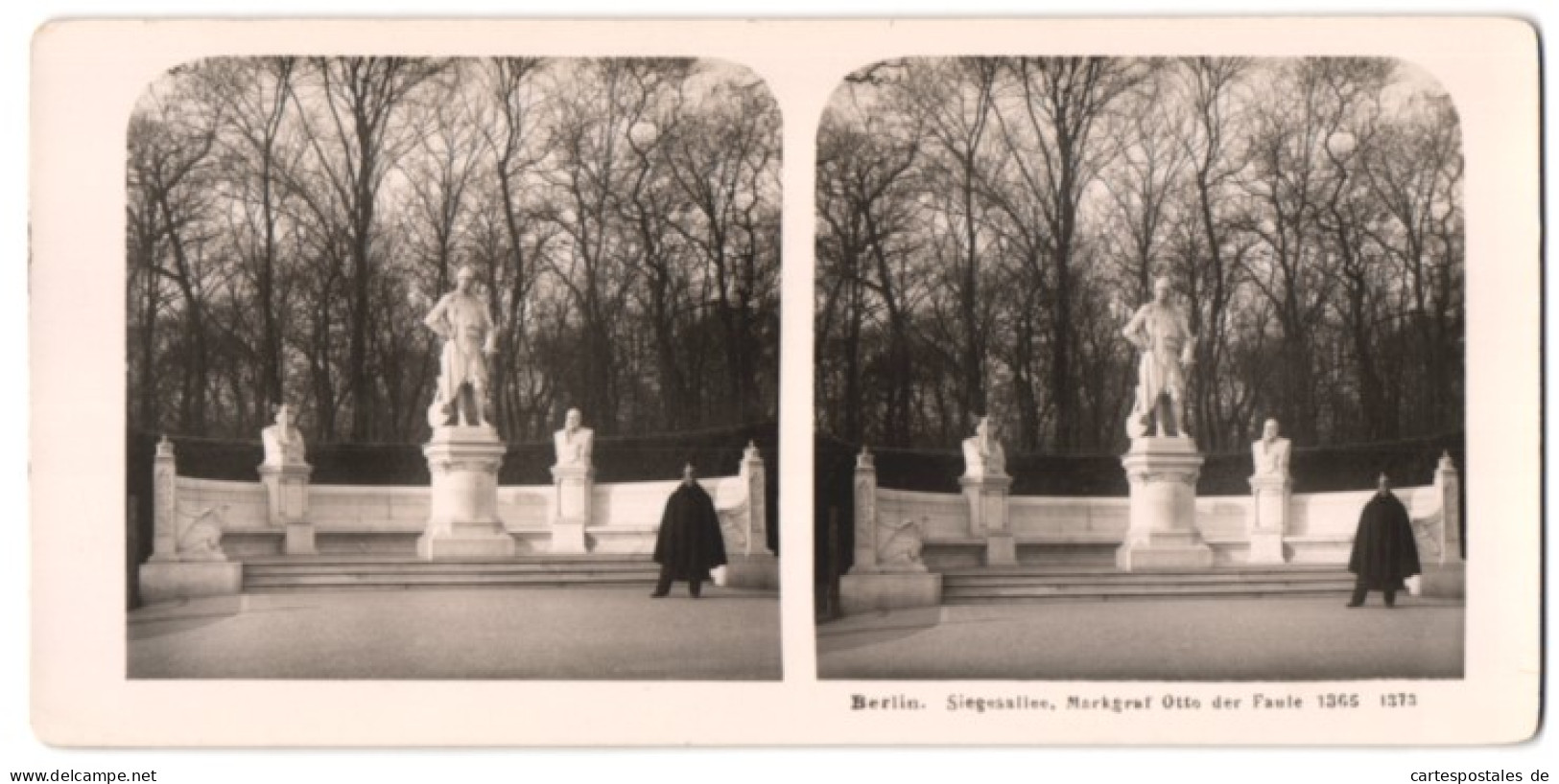 Stereo-Fotografie NPG, Berlin, Ansicht Berlin, Denkmal Markgraf Otto Der Faule In Der Siegesallee  - Stereoscopic