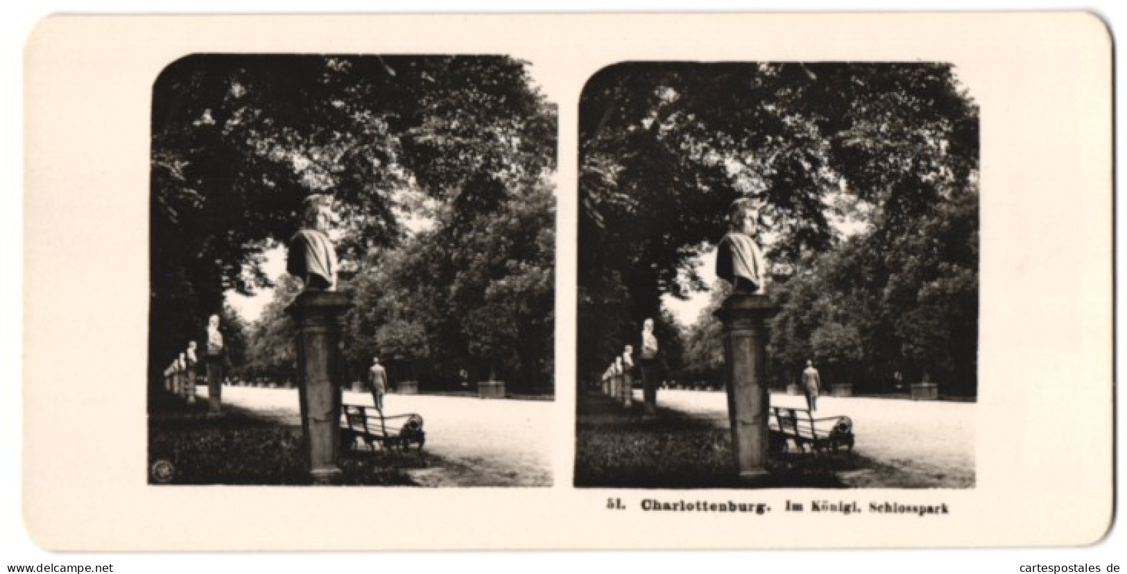 Stereo-Fotografie NPG, Berlin, Ansicht Berlin-Charlottenburg, Büsten Im Königlichen Schlosspark  - Stereoscopic