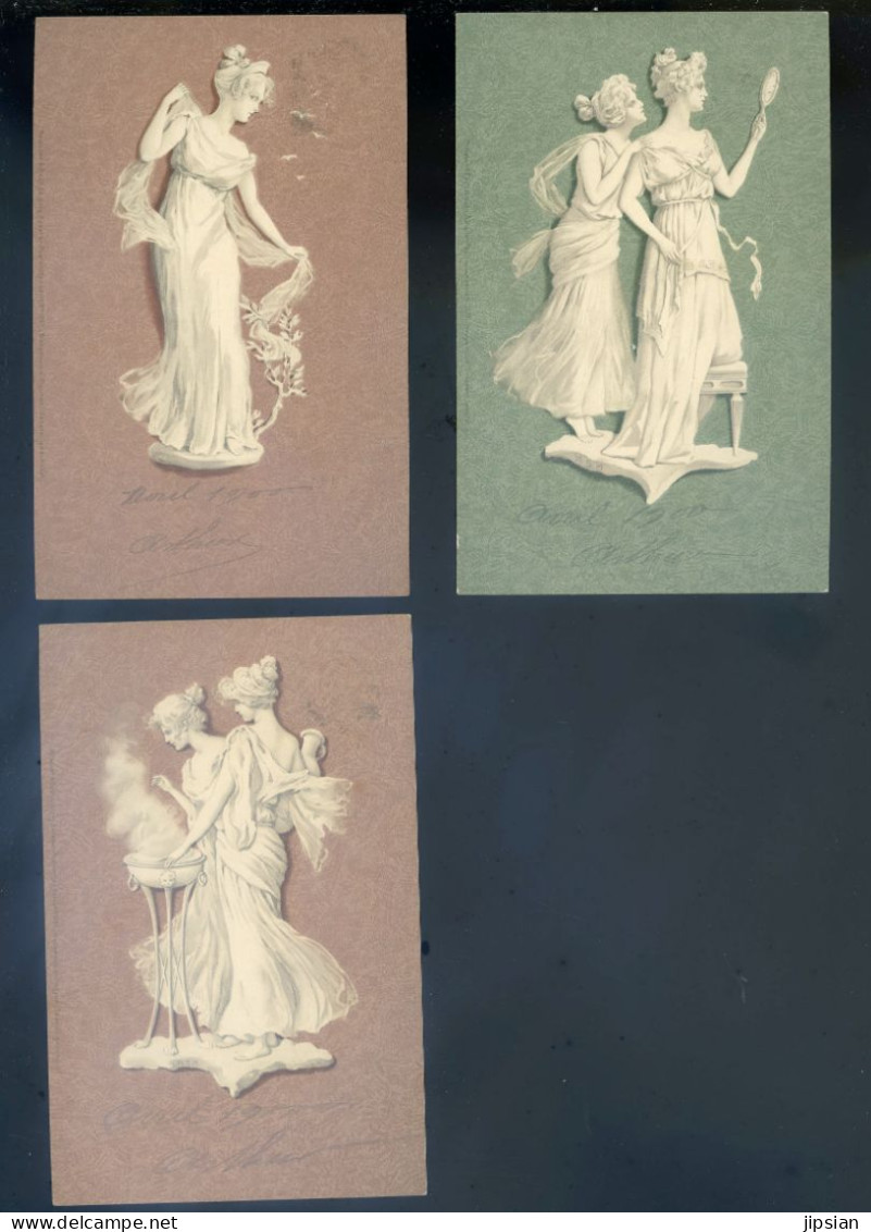 Lot De 3 Cpa Illustrées -- Wedgewood Figuren & Gruppen -- Meissner & Buch éditeurs Leiozig Künstler Postkarten  STEP116 - Sonstige & Ohne Zuordnung