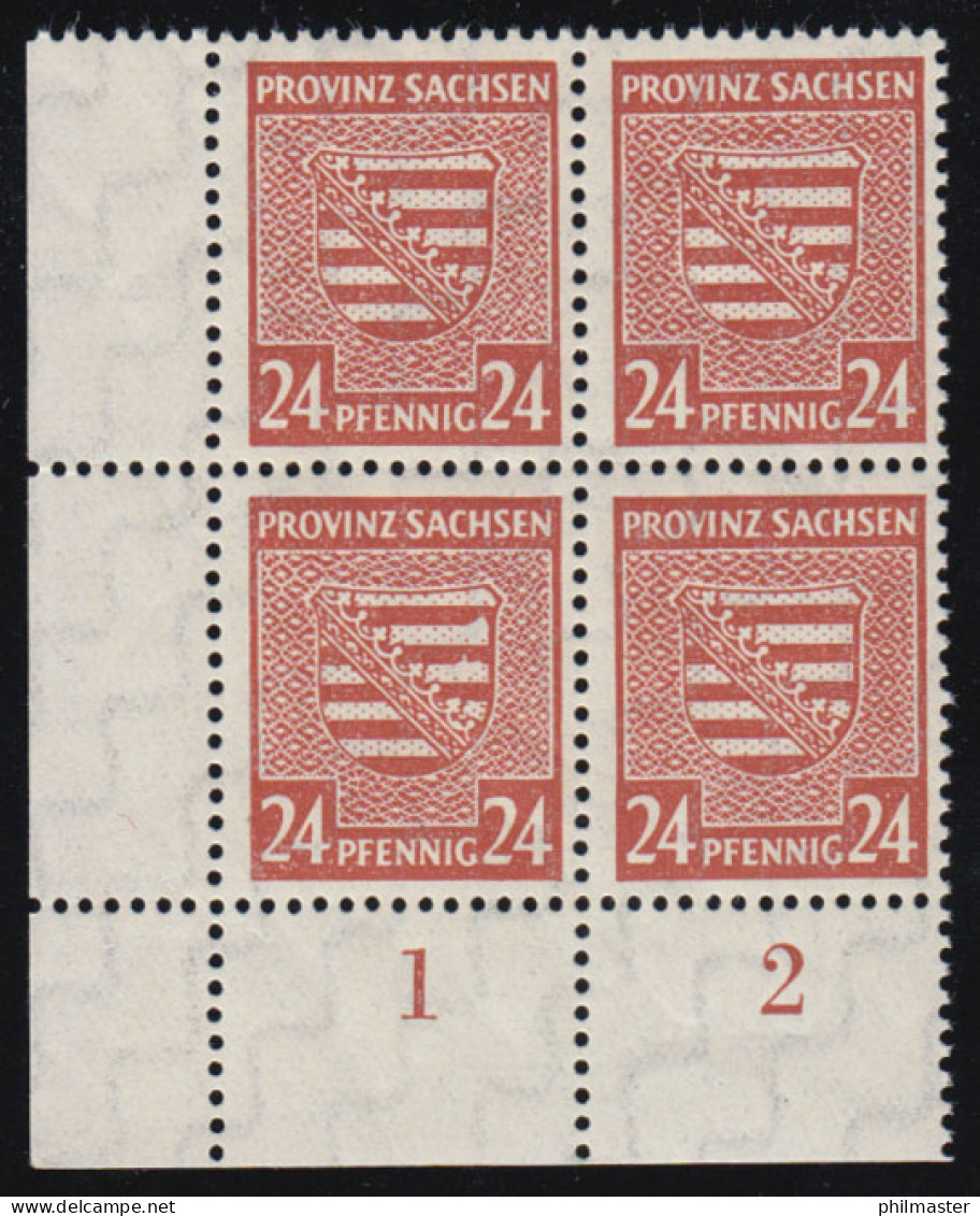 82X III Provinzwappen 24 Pf. Als ER-Vbl. Unten Links Mit PLF III Einkerbung, ** - Nuovi