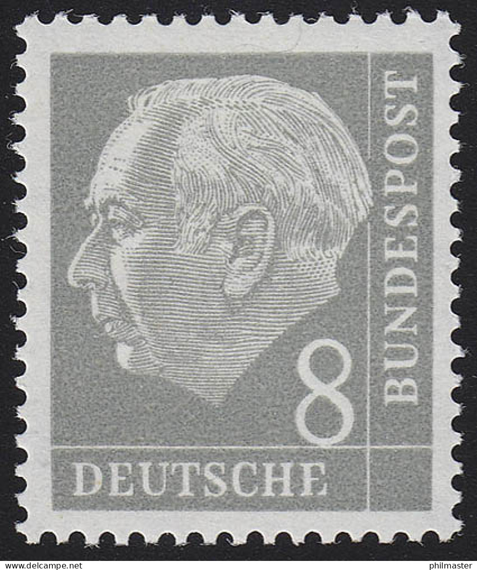 182 YII Heuss 8 Pf Liegendes Wasserzeichen, Type II ** Postfrisch - Ungebraucht