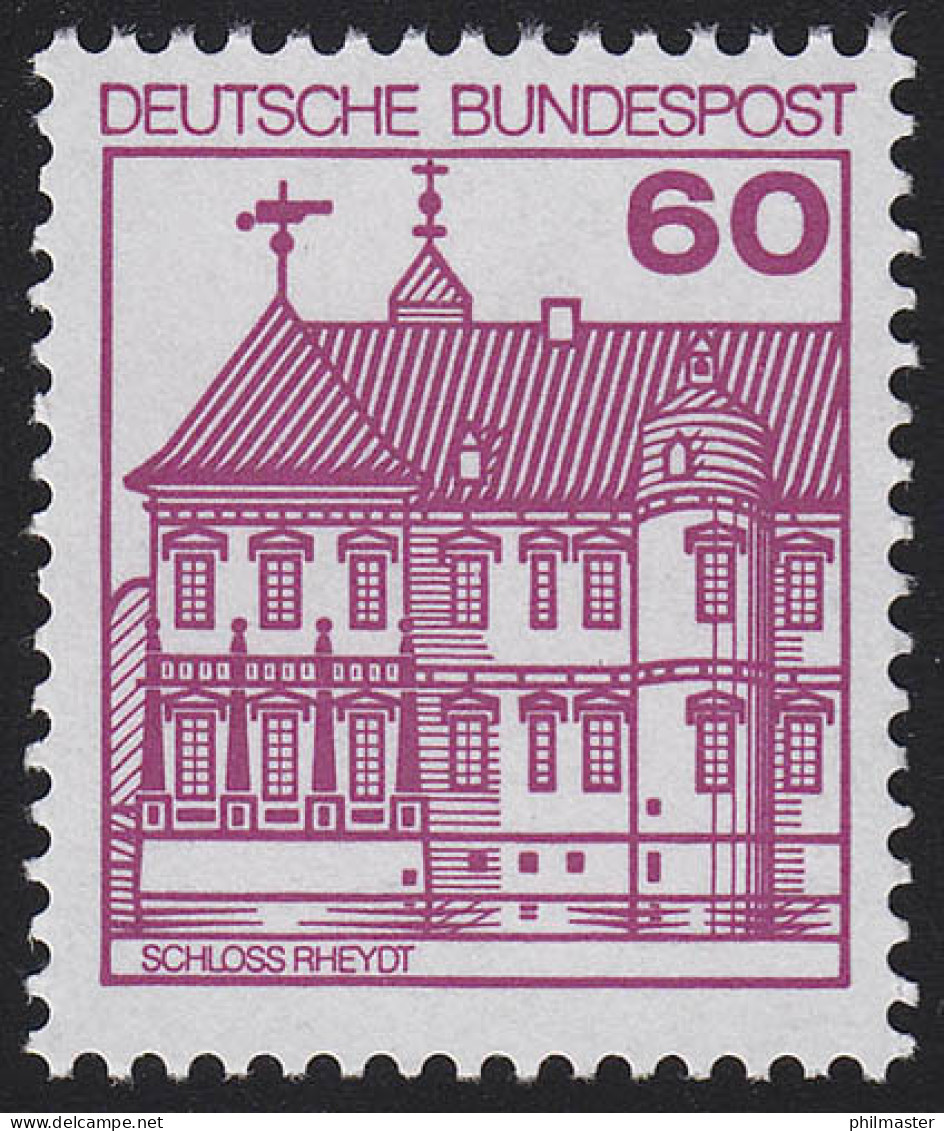 1028AII Burgen Und Schlösser 60 Pf Rheydt, LETTERSET ** - Unused Stamps