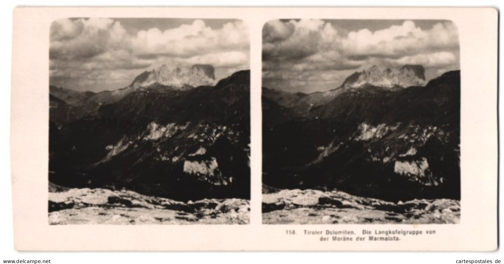 Stereo-Fotografie NPG, Berlin, Ansicht Gröden, Blick Auf Die Lankofelgruppe Von Der Moräne Der Marmolata  - Stereoscoop