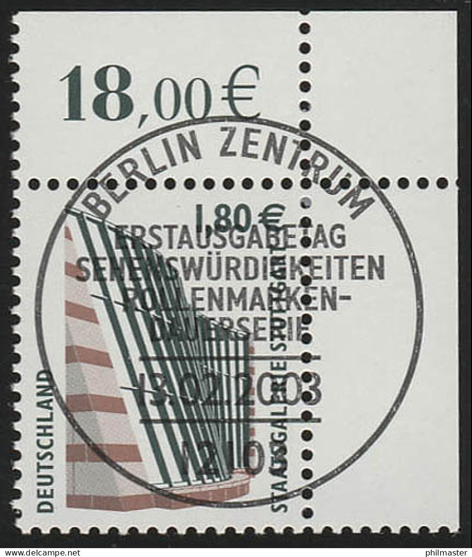 2313 SWK 1,80 Euro Ecke Or ESST Berlin - Used Stamps